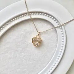 No.1678 ハンドメイド　ガラスのハートのネックレス（クリア）