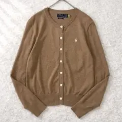 ポロラルフローレン ピマコットン クルーネック カーディガン ポニー刺繍