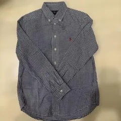 美品　Ralph Lauren ネイビー・ホワイトチェック 長袖シャツ 160