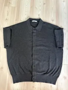 WYM ダークグレー 半袖ニットポロ