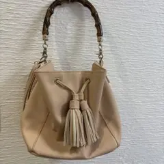 SIMPLICITE♡ベージュ ハンドバッグ フリンジ付き