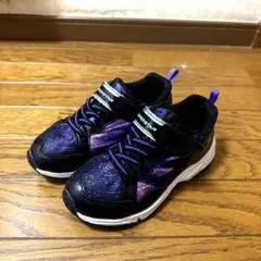 瞬足 スニーカー 黒 紫 20cm 3E 幅広