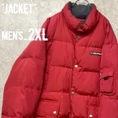 レア90s《トミーヒルフィガー》ダウンジャケット/レッド/メンズ2XL