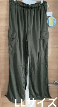 ドライストレッチパンツ　メッシュ　ドロストカーゴパンツ　カーキ　L L しまむら