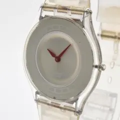 미품 가동품 swatch 견본 여성 시계 클리어 벨트