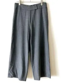 ワイドパンツ ガウチョ グレー【L】ストレッチ 美脚 体型カバー 楽ちん