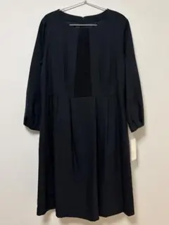 ベルメゾン ラ・フィット 胸元レース ワンピース ネイビー