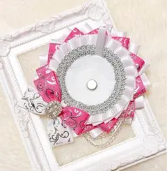 193 ハンドメイド 痛ロゼット ホワイト ピンク
