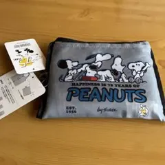 PEANUTS 75周年記念 エコバッグ 折りたたみ式★グレー★(・"●)★のサムネイル