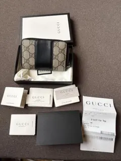 GUCCI 財布ベージュ ブラック キャンバス レザー 値下げしました！