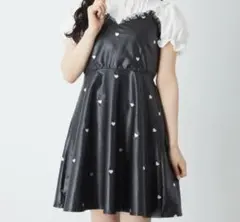 ジェイミーエーエヌケー ハートdot刺しゅう合皮キャミワンピース