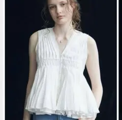 laube blanc Cotton Tiered Volume Blouse - メルカリ