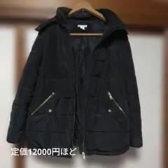 激安破格 Ｈ＆Ｍファー付きフードの黒ダウンジャケット