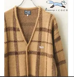 PENNEYS×coen ビッグシルエットジャガード柄シャギーニットカーディガン