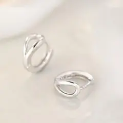 シルバー ピアス サークル ミニ 雫 シンプル キャッチレス