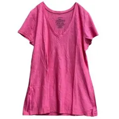 パタゴニア　レディース　Tシャツ　桃　L　Vネック 　アメリカ　薄手【3010】