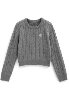 GRL ケーブル編みロゴ刺繍ニットトップス[gn316]