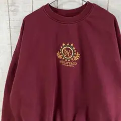 古着　長袖　スウェット 裏起毛　ヴィンテージ　刺繍　アメカジ ゆるだぼ