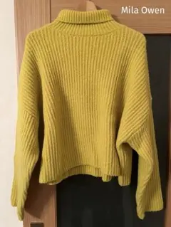 Mila Owen 両畦ボリューム短丈タートルニット YELLOW