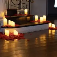 LEDキャンドル クリーム色 L/M/S 3サイズセット×4セット(計12個)