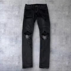 mnml ダメージ加工 ストレッチ スキニー ブラックデニムパンツ 30 Y2K