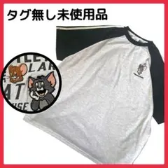 トムとジェリー ラグラン Tシャツ サガラ刺繍 ブラック グレー Mのサムネイル