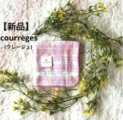【新品】courrèges (クレージュ) ☆チェック柄タオルハンカチ☆ピンク系