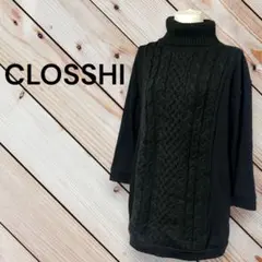 【CLOSSHI】シマムラ　黒　ニット/スウェット　タートルネック裏起毛　LL