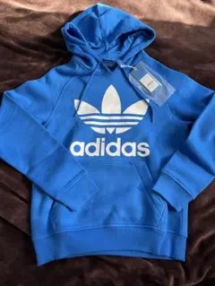 【定価8800】adidas パーカー ブルー ビッグロゴ オリジナルス