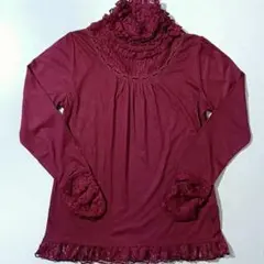 綺麗なレース❀ バーガンディ Mサイズ 長袖 カットソー