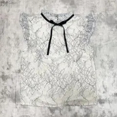 古着 vintage INGNI 花柄 フリル袖リボン付きノースリーブシャツ