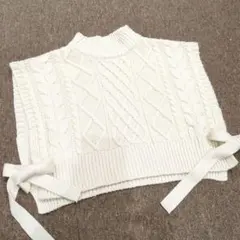 INGNI アイボリー ケーブルニットベスト Mサイズ