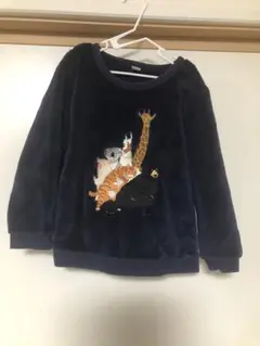 動物刺繍 ネイビー フリース トレーナー　グラニフ100センチ