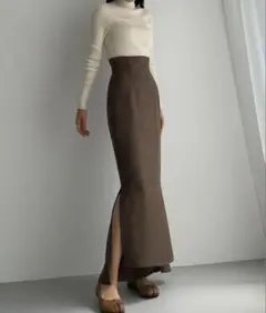 Louere ハイウエストヘリンボーン スリット マーメイド スカート
