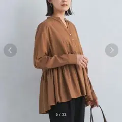 【美品】グリーンレーベル 結論シリーズ全方位映えブラウス モカ