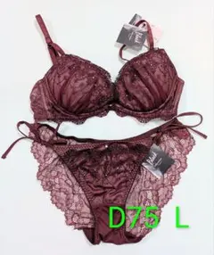 チュチュアンナ　バーガンディ レース ブラジャーショーツセット D75 L