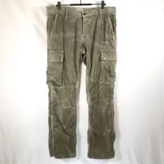 acoustic コーデュロイカーゴパンツ　ボタンフライ　グリーン系