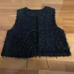【美品】La-gemme ラジエム　2WAY フリンジベスト ブラック Lサイズ