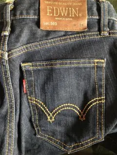 美品！オレンジステッチが希少！EDWIN503レギュラーストレートデニムW28！