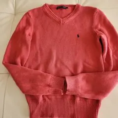 RALPH LAUREN コーラルピンク Vネックニット Lサイズ