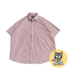 トミーヒルフィガー 古着 半袖シャツ チェック レッド 2XL