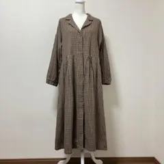 赤チェック ロングワンピース