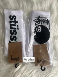 ステューシー　STUSSY　ソックス　ロゴ　靴下 ホワイト 2足セット