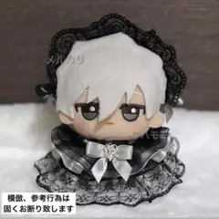 ぬい服 アンティークなフリルドレス ヘッドドレスセット ブラック×シルバー