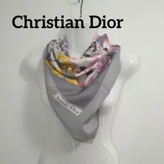 ky374 Christian Dior スカーフ 花柄 グレーのサムネイル