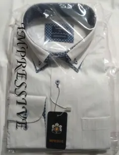 【未使用】メンズ(男性用)白の長袖 ドレスシャツ LL ホワイト