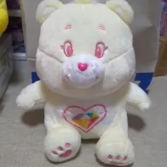 タグ付き　ラウンドワン　ケアベア　スパークルハートベア　お座りBIGぬいぐるみ