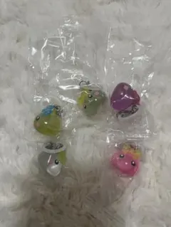 ほっぺちゃん めじるしアクセサリー　5点　　　　　黄　緑　桃　紫　透明