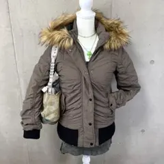 y2k military グランジ ミリタリージャケット カーキ ファー ボア