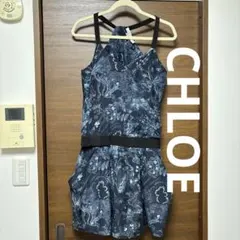 See by Chloe クロエ　ネイビー　紺　ノースリーブ　花柄　ワンピース